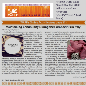 Wool Crossing nella Newsletter dell’associazione americana WARP